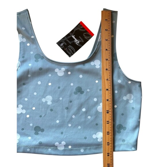 Disney MICKEY MOUSE Women's Cropped Work Out Top Size S Green Printed - Picture 5 of 5